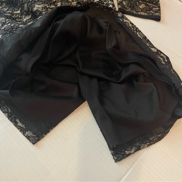 Eliza J Sheer Metallic Black Gold Lace Glam Party Event Dress NWOT Size 8 - Picture 8 of 14